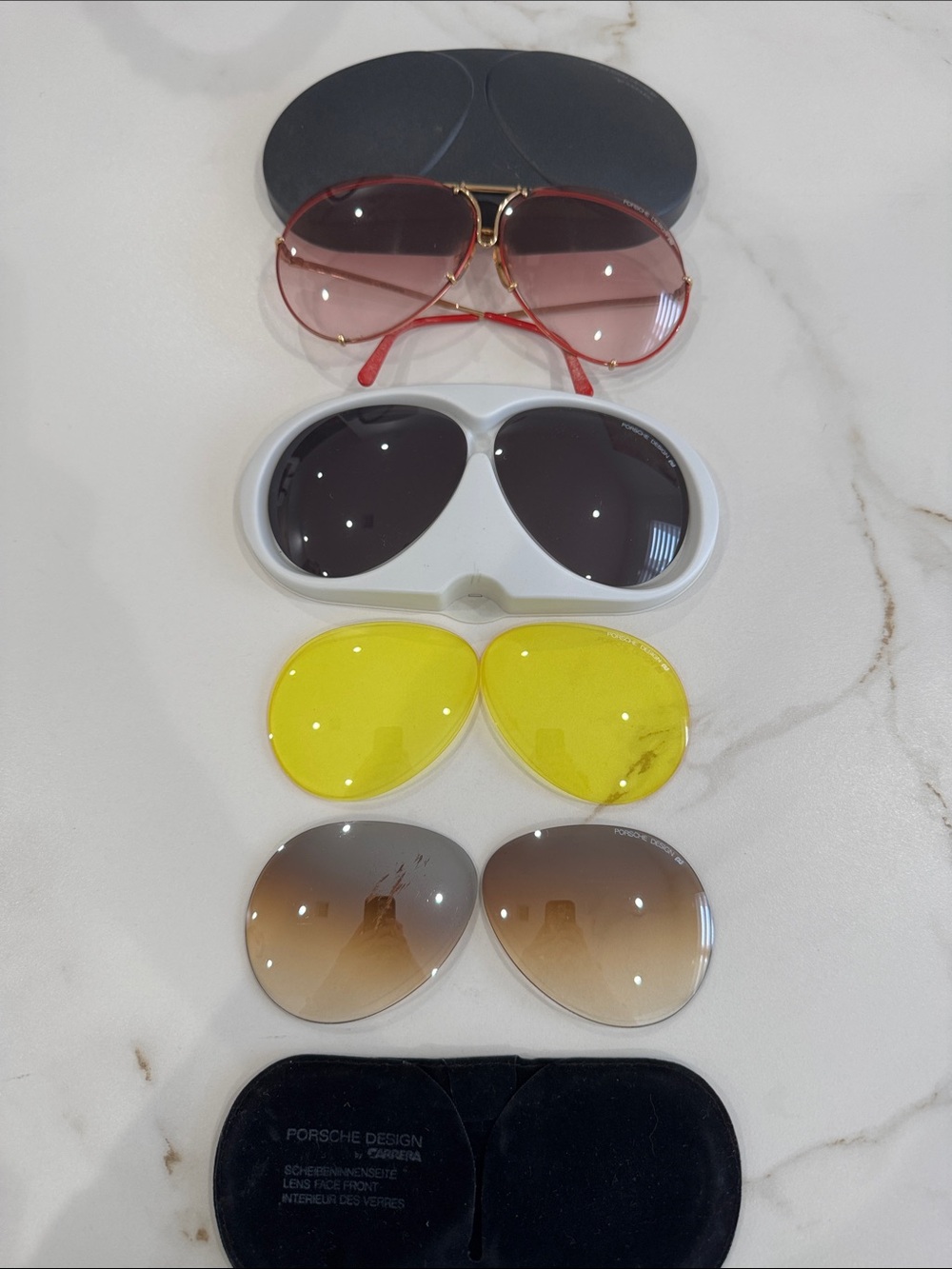 Porsche Design Red and Gold Aviator Sunglasses
